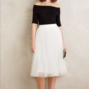 Anthropologie Bailey 44 White Tulle skirt size L